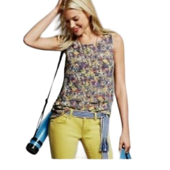 CAbi Positano Tunic Top SZ S Sleeveless Chiffon Multi-color Flower Floral - Picture 3 of 14